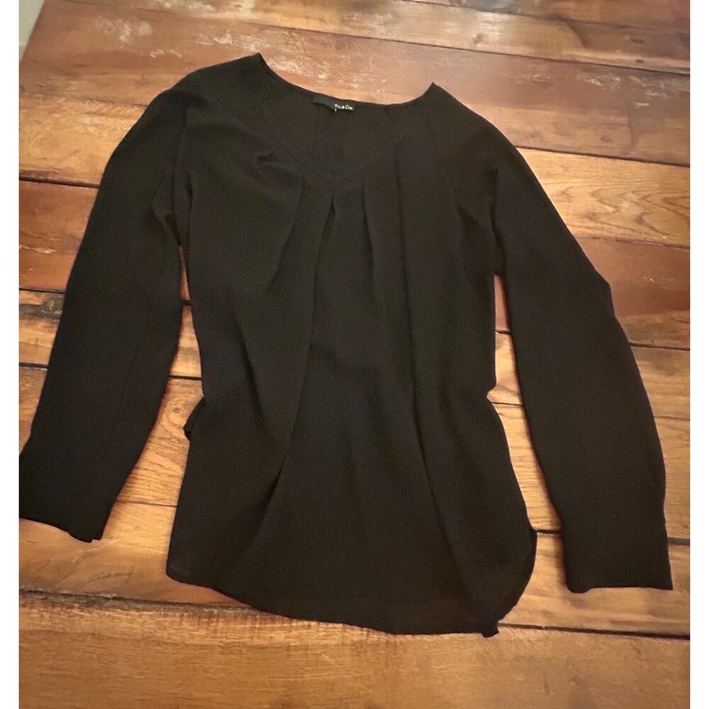 Ro & De Black Sheer Blouse Size Large